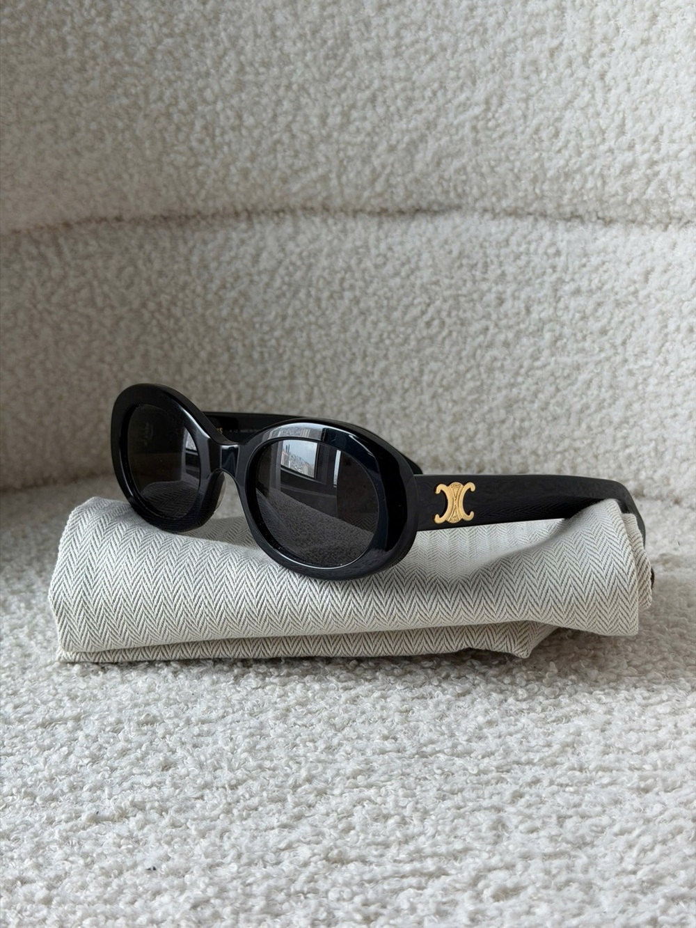 Celine eyewear Triomphe oval-frame acetate sunglasses black